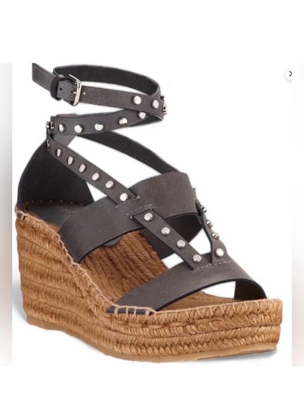 Jimmy Choo Danica Leather & Rafa Wedge Studded Espadrille
